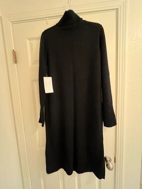 Athleta Black Turtleneck Sweater Dress - Cozy - Pockets - 100% Wool/Cashmere